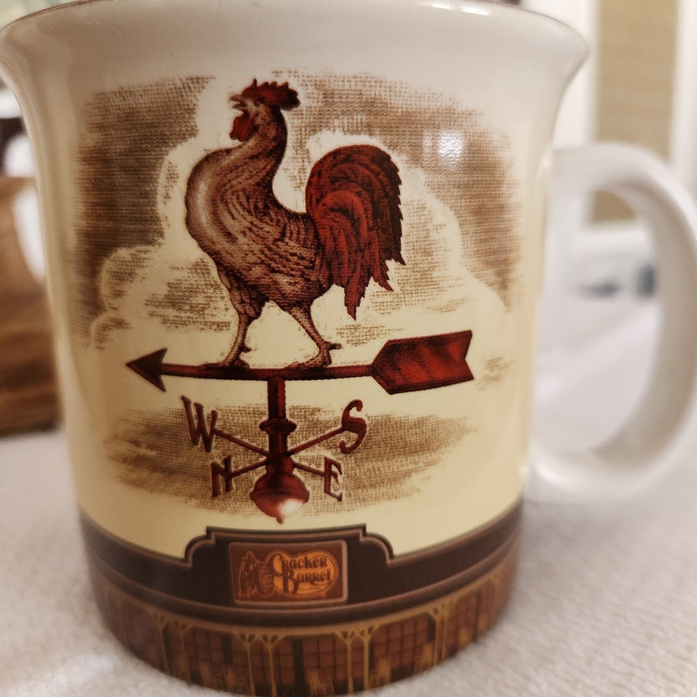 Cracker Barrel Old Country Store Rooster Weathervane Coffee Mug Cream‎  Ceramic